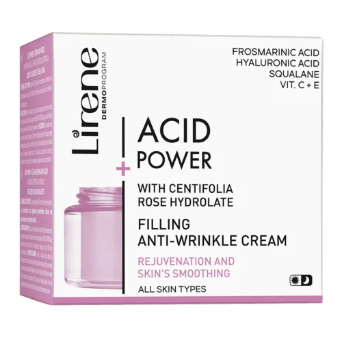 LIRENE ACID POWER - Crema pentru netezirea si intinerirea tenului, cu efect de umplere a ridurilor, Lirene Acid Power cu hidrolat din trandafir, 50ml