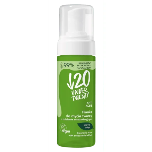 UNDER TWENTY - Spumă demachiantă cu efect antibacterian cu salvie și mentă, 150ml