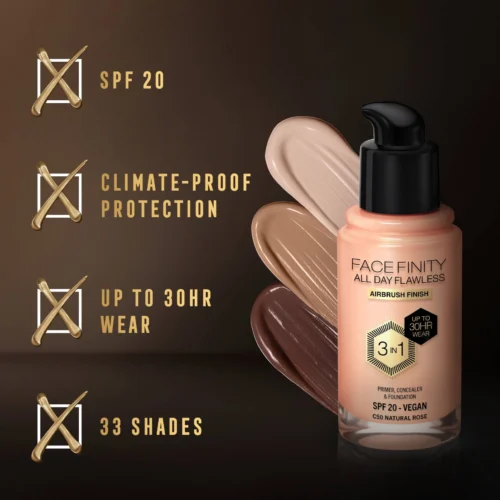 Max Factor Fond de ten lichid facefinity all day flawless 3in1 - C50 Natural Rose