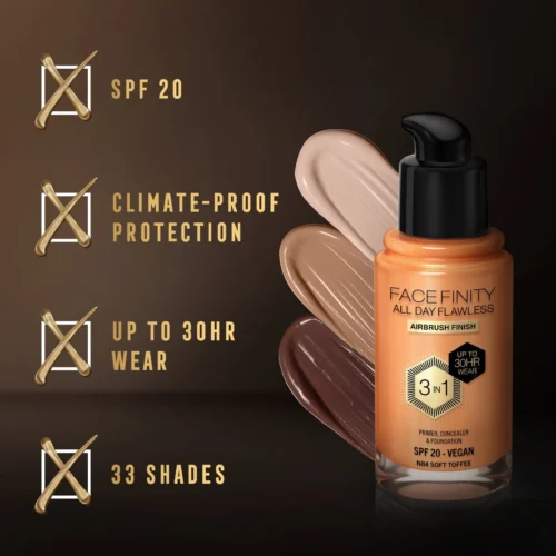Max Factor Fond de ten lichid facefinity all day flawless 3in1 - N84 Soft Toffee