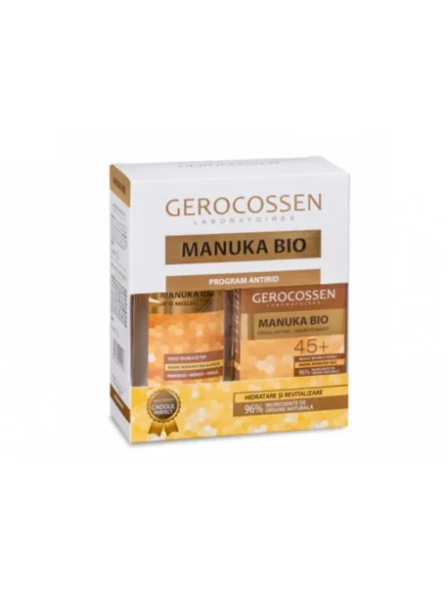 Gerocossen Caseta Cadou Manuka Bio - Crema antirid riduri profunde 45+ si Apa micelara Gerocossen Caseta Cadou Manuka Bio - Crema antirid riduri profunde 45+ si Apa micelara