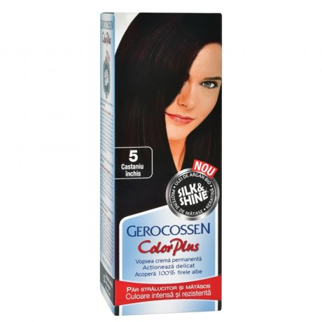 Gerocossen Vopsea de par Silk&Shine 5 Castaniu inchis - Color Plus 50ml Gerocossen Vopsea de par Silk&Shine 5 Castaniu inchis - Color Plus 50ml