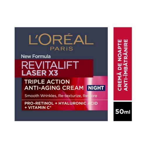 L’Oréal Paris Revitalift Laser X3 Crema antirid de noapte cu tripla actiune 50 ml