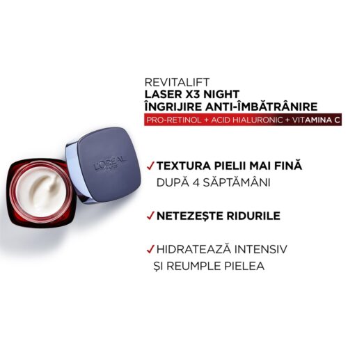 L’Oréal Paris Revitalift Laser X3 Crema antirid de noapte cu tripla actiune 50 ml