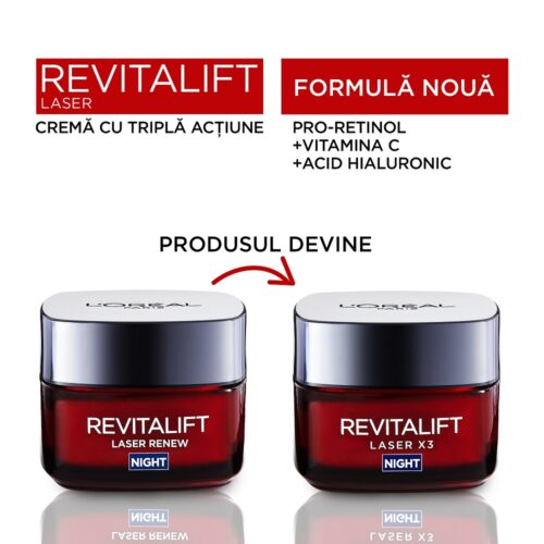 L’Oréal Paris Revitalift Laser X3 Crema antirid de noapte cu tripla actiune 50 ml