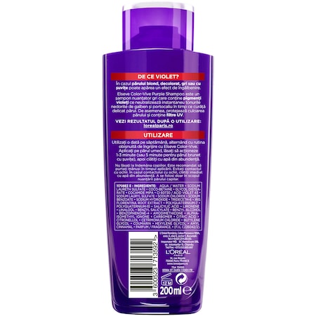 L'Oreal Paris Sampon Elseve Color Vive Purple pentru par blond/gri 200 ml