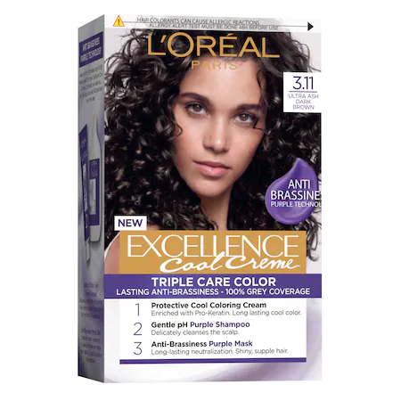 L'Oreal Paris Vopsea de Par Permanenta cu Amoniac Excellence Cool Creme 3.11 Ultra Ash Dark