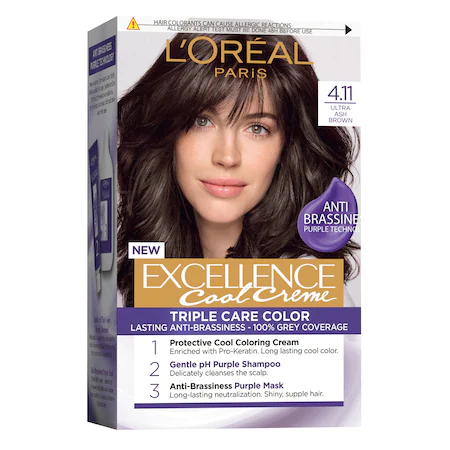 L'Oreal Paris Vopsea de Par Permanenta cu Amoniac Excellence Cool Creme 4.11 Ultra Ash Brown L'Oreal Paris Vopsea de Par Permanenta cu Amoniac Excellence Cool Creme 4.11 Ultra Ash Brown