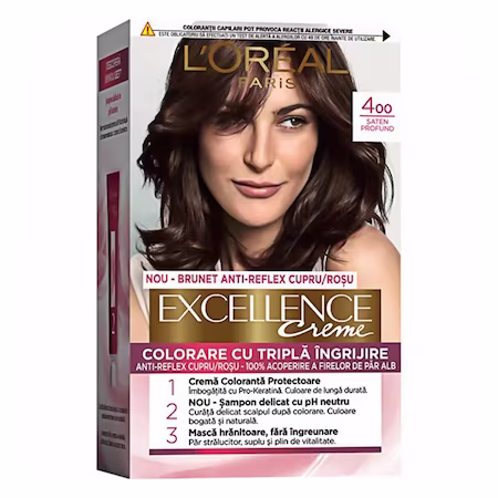 L'Oreal Paris Vopsea de Par Permanenta cu Amoniac Excellence Creme 400 Saten Profund