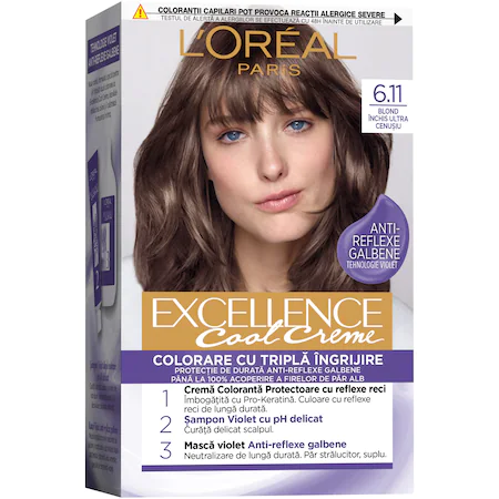 L'Oreal Paris Vopsea de Par Permanenta cu Amoniac Excellence Creme 6.11 Ultra Ash Dark Blonde