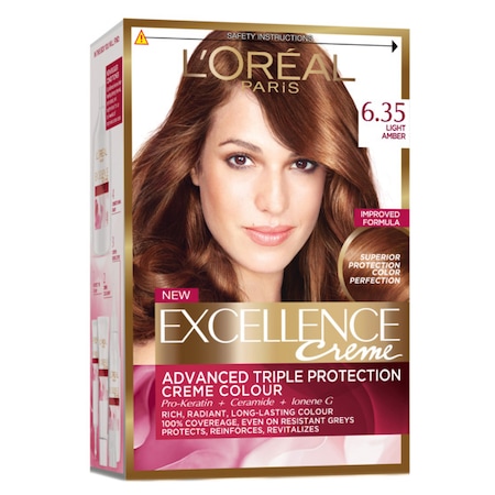 L'Oreal Paris Vopsea de Par Permanenta cu Amoniac Excellence Creme 6.35 Chihlimbar deschis L'Oreal Paris Vopsea de Par Permanenta cu Amoniac Excellence Creme 6.35 Chihlimbar deschis