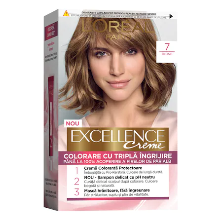 L'Oreal Paris Vopsea de Par Permanenta cu Amoniac Excellence Creme 7 Blond L'Oreal Paris Vopsea de Par Permanenta cu Amoniac Excellence Creme 7 Blond