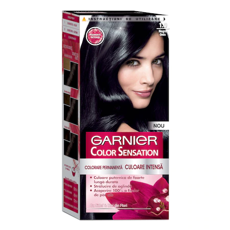 Vopsea de par permanenta cu amoniac Garnier Color Sensation 1.0 Negru Onix 110 ml