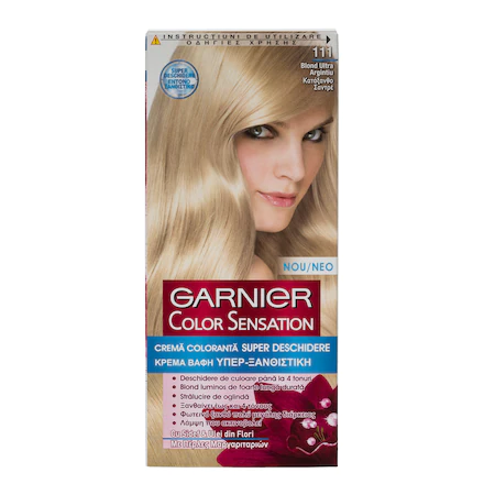 Vopsea de par permanenta cu amoniac Garnier Color Sensation 111 Blond Ultra Argintiu 110 ml Vopsea de par permanenta cu amoniac Garnier Color Sensation 111 Blond Ultra Argintiu 110 ml