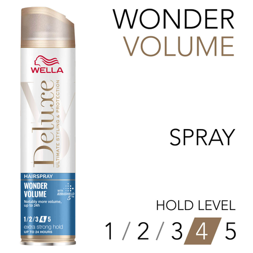 Fixativ pentru par Wella Deluxe Wonder Volume 4/5, fixativ pentru coafat pentru volum, 250 ml