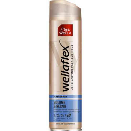 Wellaflex Fixativ Volume & Repair 5/5, pentru coafat cu fixare foarte puternica, 250 ml