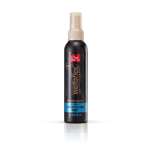 Wellaflex Gel de par spray Black Instant Volume Boost 3:5, cu fixare puternica, 150 ml Wellaflex Gel de par spray Black Instant Volume Boost 3/5, cu fixare puternica, 150 ml