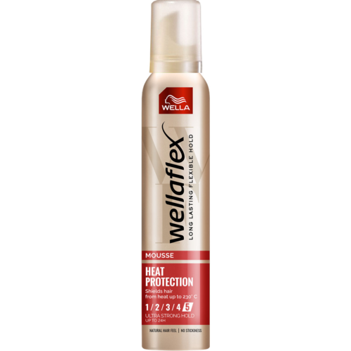 Wellaflex Spuma de par Heat Protection 5/5, pentru fixare foarte puternica, 200 ml
