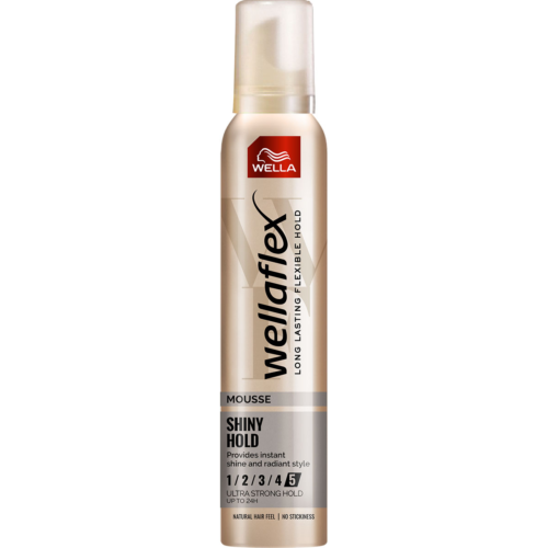 Wellaflex Spuma de par Shiny Hold 5:5, pentru fixare foarte puternica, 200 ml Wellaflex Spuma de par Shiny Hold 5/5, pentru fixare foarte puternica, 200 ml