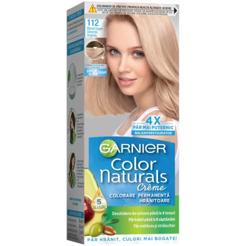 Garnier Vopsea de par permanenta Color Naturals 112 Blond Super Deschis Argintiu, 112 ml