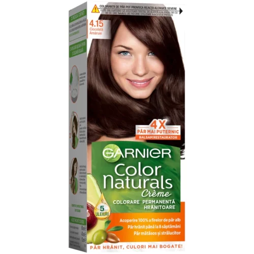 Garnier Vopsea de par permanenta Color Naturals 4.15 Ciocolata Amaruie, 112 ml Garnier Vopsea de par permanenta Color Naturals 4.15 Ciocolata Amaruie, 112 ml