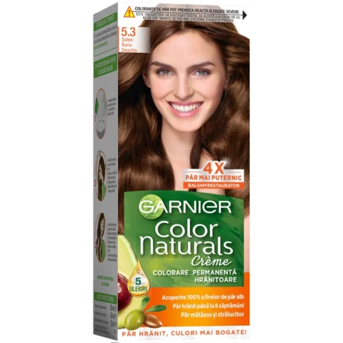 Garnier Vopsea de par permanenta Color Naturals 5.3 Saten Auriu Deschis, 112 ml Garnier Vopsea de par permanenta Color Naturals 5.3 Saten Auriu Deschis, 112 ml