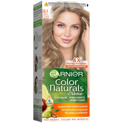 Garnier Vopsea de par permanenta Color Naturals 8.1 Blond Cenusiu Deschis, 112 ml