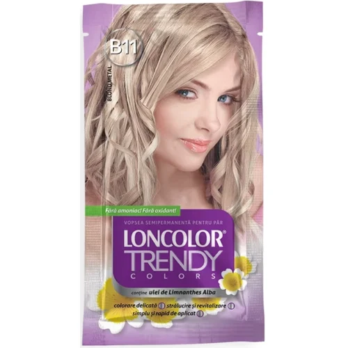 Loncolor Vopsea de par semi-permanenta fara amoniac Trendy Colors B11 Metal Blonde, 50 ml