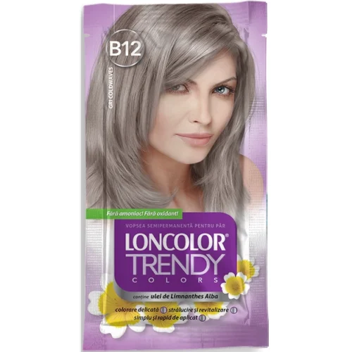 Loncolor Vopsea de par semi-permanenta fara amoniac Trendy Colors B12 Gri Coldwaves, 50 ml