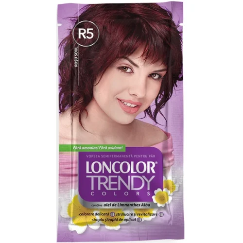 Loncolor Vopsea de par semi-permanenta fara amoniac Trendy Colors R5 Soul Red, 50 ml