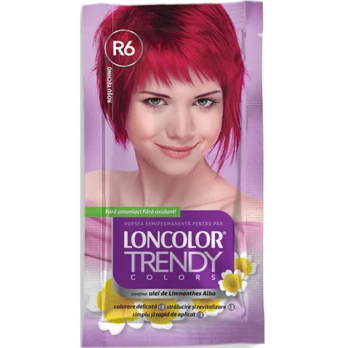 Loncolor Vopsea de par semi-permanenta fara amoniac Trendy Colors R6 Techno Red, 50 ml Loncolor Vopsea de par semi-permanenta fara amoniac Trendy Colors R6 Techno Red, 50 ml