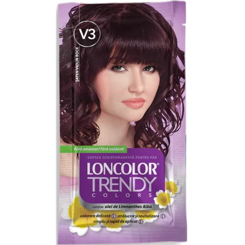 Loncolor Vopsea de par semi-permanenta fara amoniac Trendy Colors V3 Rock Violin, 50 ml Loncolor Vopsea de par semi-permanenta fara amoniac Trendy Colors V3 Rock Violin, 50 ml