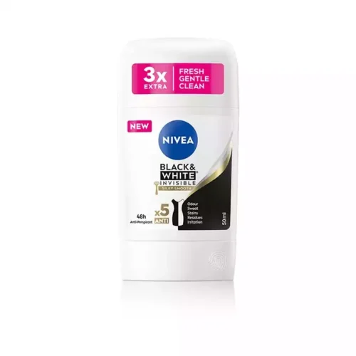 Nivea Deodorant Stick, Black&White Silky Smooth 50 ml