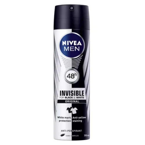 Nivea Deodorant antiperspirant spray Men black & white invisible original, 150 ml Nivea Deodorant antiperspirant spray Men black & white invisible original, 150 ml
