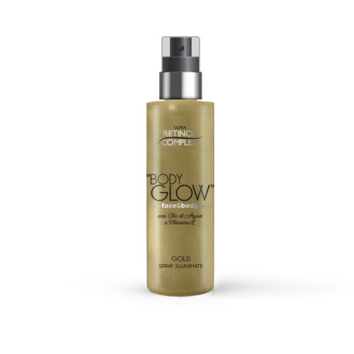 Retinol Complex Body Glow - Spray iluminator cu particule de aur, 200ml Retinol Complex Body Glow - Spray iluminator cu particule de aur, 200ml