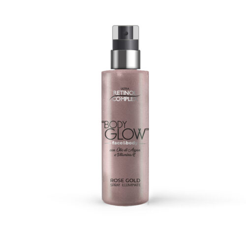 Retinol Complex Body Glow - Spray iluminator cu particule de aur roz, 200ml