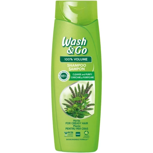Wash&Go Sampon pentru par gras cu extract de ierburi, 360 ml