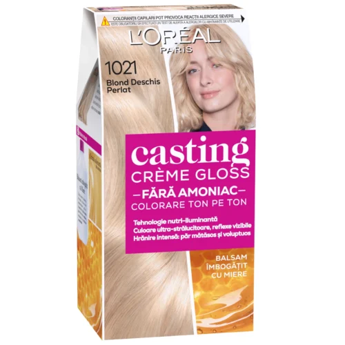 L'Oreal Paris Vopsea de par Casting Creme Gloss 10.21 Blond Deschis Perlat - fara amoniac L'Oreal Paris Vopsea de par Casting Creme Gloss 10.21 Blond Deschis Perlat - fara amoniac
