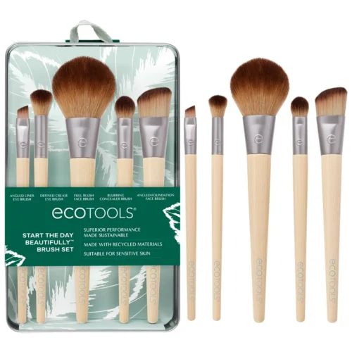 Ecotools Set de pensule pentru machiaj pentru fond de ten, fard de pleoape