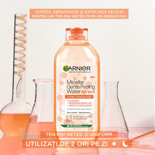 Garnier Apa micelara Skin Naturals cu efect exfoliant delicat, 400 ml