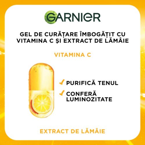Garnier Gel de curatare Skin Naturals imbogatit cu Vitamina C si extract de lamaie, 200 ml