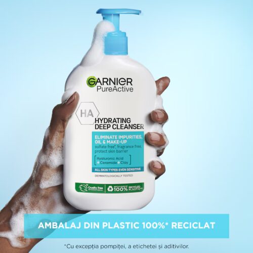 Garnier Gel de curatare hidratant Hydrating Deep Cleanser cu Acid Hialuronic, 250 ml