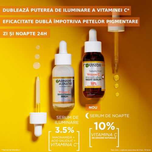 Garnier Serum de noapte Skin Naturals cu Vitamina C Pura, 30 ml