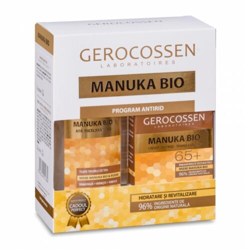 Gerocossen Caseta Cadou Manuka Bio - Crema antirid reparatoare 65+ si Apa micelara Gerocossen Caseta Cadou Manuka Bio - Crema antirid reparatoare 65+ si Apa micelara