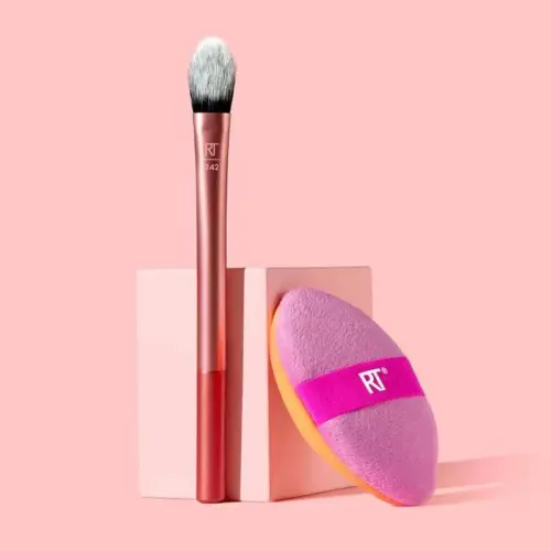 Real Techniques Precision Perfection Duo – Set pensulă pentru corector și burețel pentru machiaj